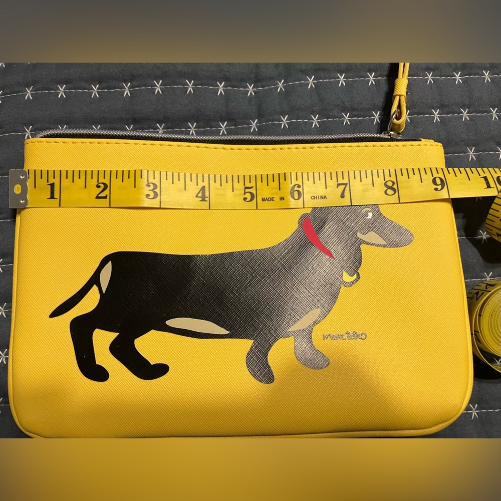 Yellow Dachshund Graphic Tote Bag with Wallet and Wristlet - Picture 9 of 11